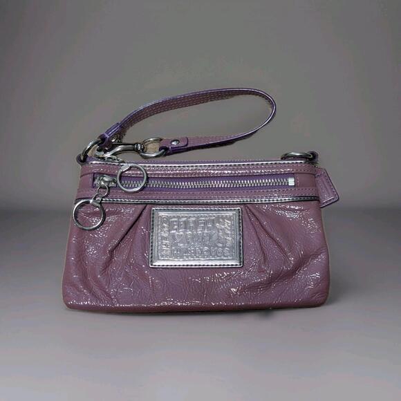 Coach Handbags - Coach Poppy Licorice Purple Patent & Silver Wristlet NWOT